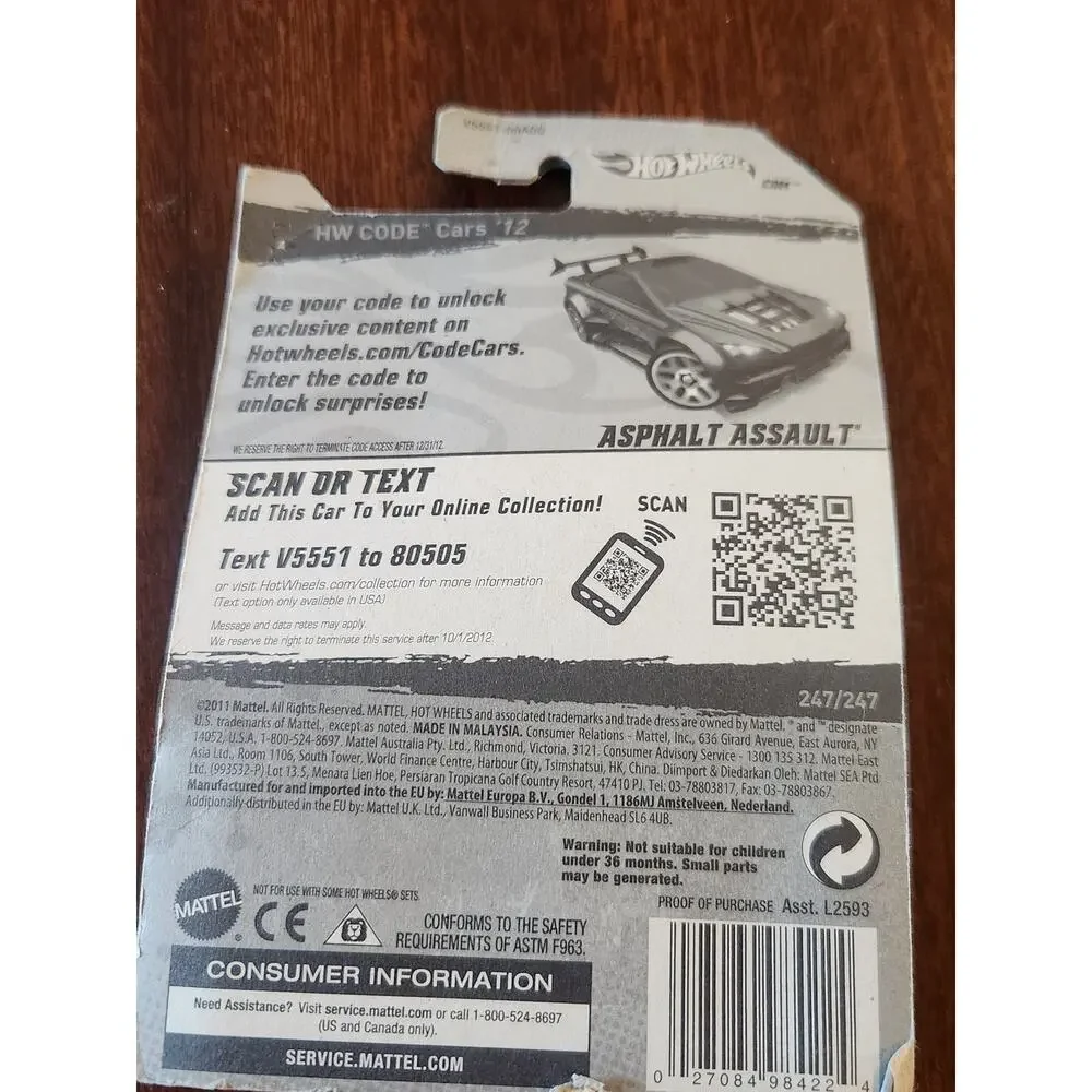 Hot Wheels Asphalt Assault HW Code Cars 2012 247/247 Teal Sealed